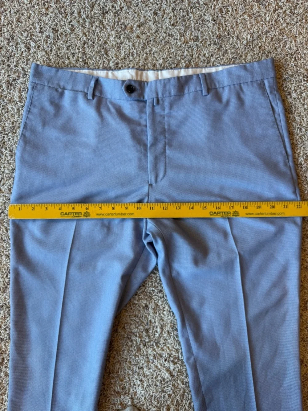 ZARA Mens 36x28 Straight Fit Light Blue Flat Front Trouser Dress Suit Pants